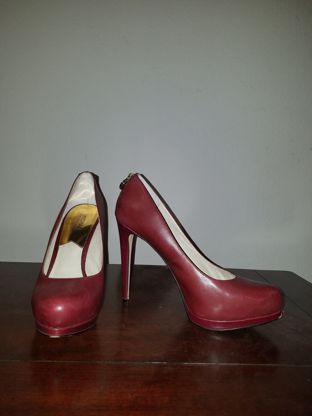 Michael Kors Wine Red Leather Stiletto Pumps